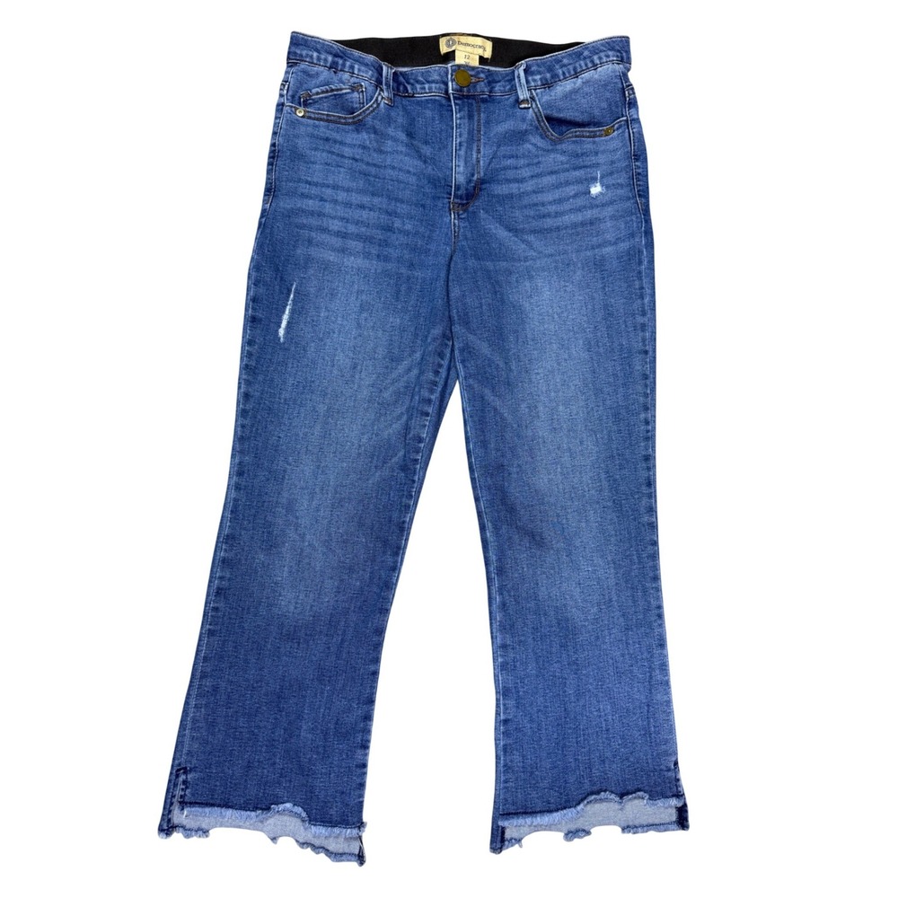 Democracy Ab Solution Jeans Womens‎ 12 Blue Cropped Released Raw Hem B2356KECCXX